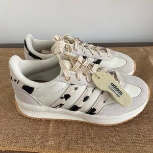 Adidas Run 70 2.0 White, Black & Tan Cow-Print Cloudfoam Trainers